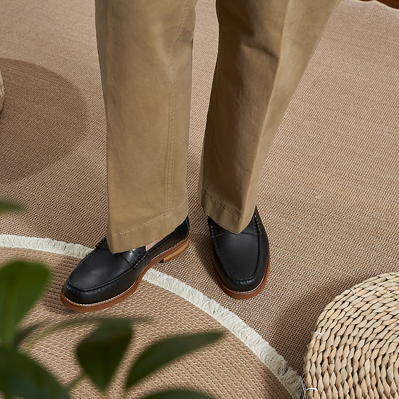 Suede Penny Loafers with Contrast Sole
