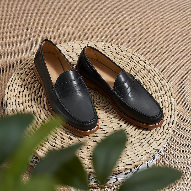 Suede Penny Loafers with Contrast Sole