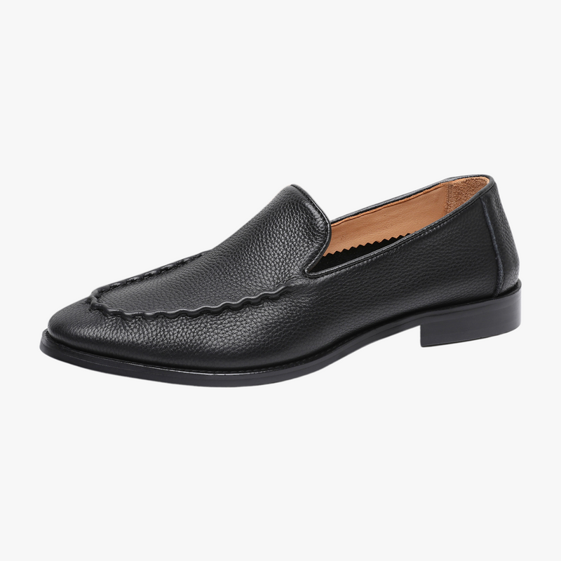 The Black Grain Leather Loafers
