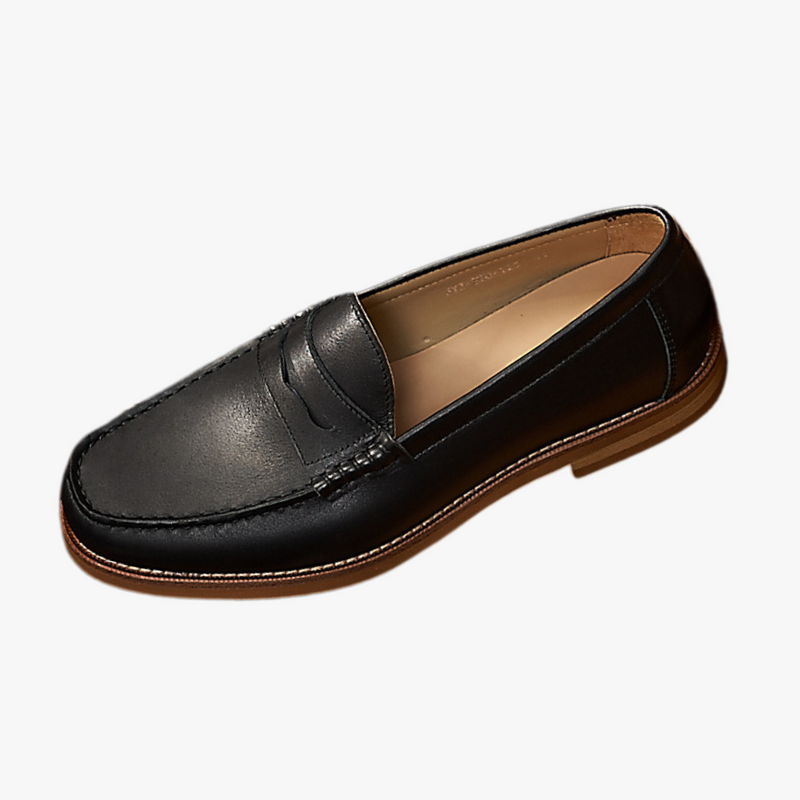 Suede Penny Loafers with Contrast Sole