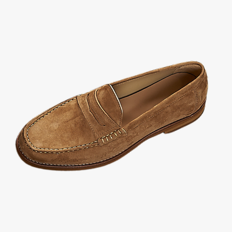 Suede Penny Loafers with Contrast Sole